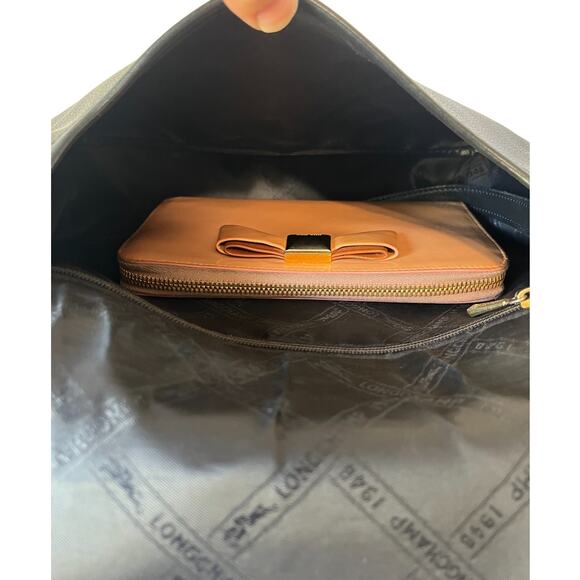 Longchamp Le Foulonné Navy Pebbled Leather Convertible Crossbody Bag Y2K Vintage - Picture 12 of 12